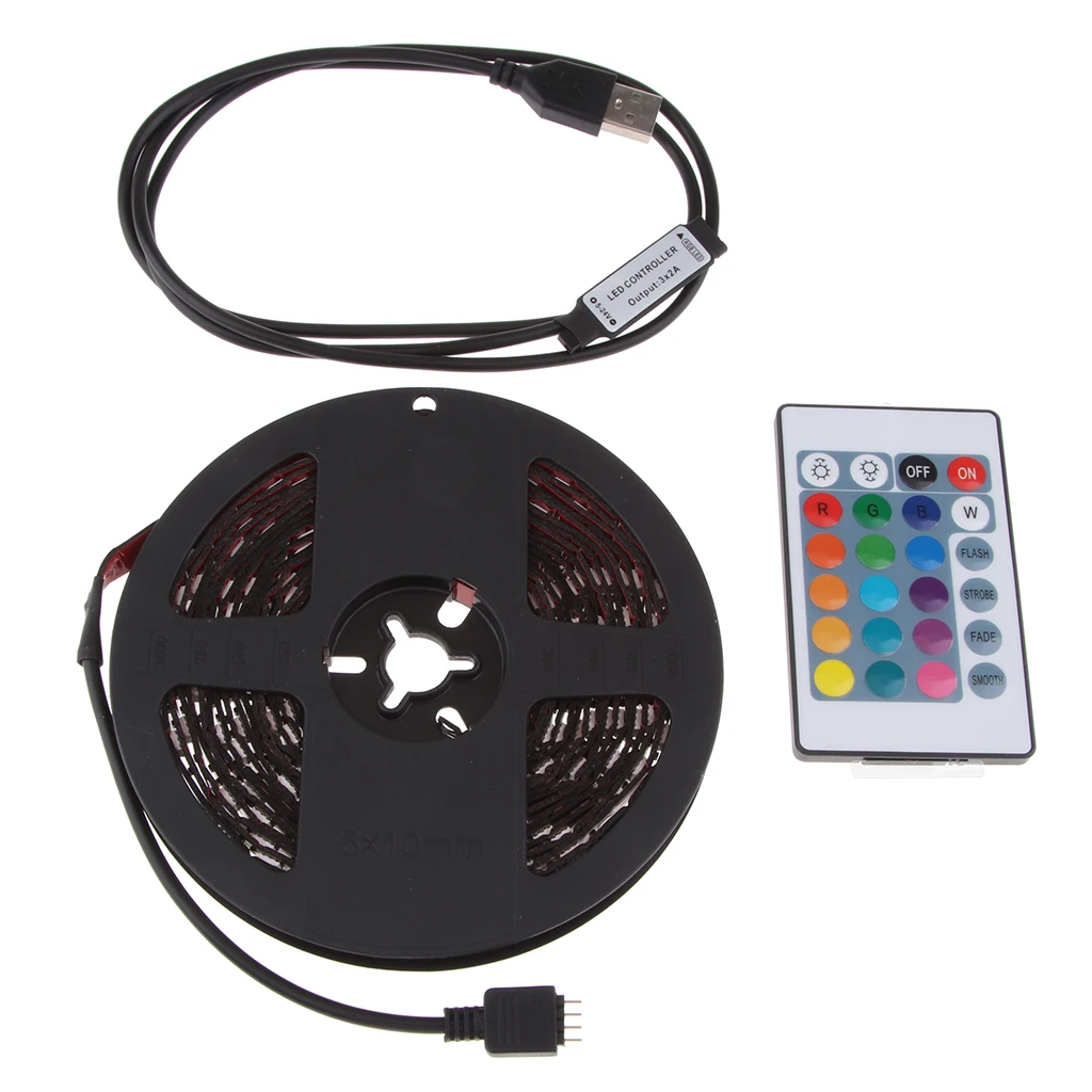 5m LED RGB Light Strip & Remote Control Home Decor Kit For TV Computer Wall |