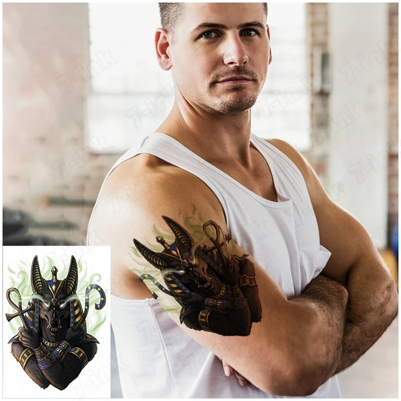 Водостойкие Временные татуировки наклейки Древний Египет миф абимус голова