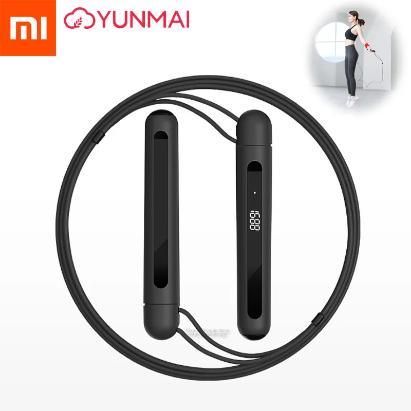 Черный Xiaomi Yunmai Smart Sport Skipping 3M управление проводным канатом Скакалка датчик 360 градусов смарт-приложение для спорта - Цвет: Черный
