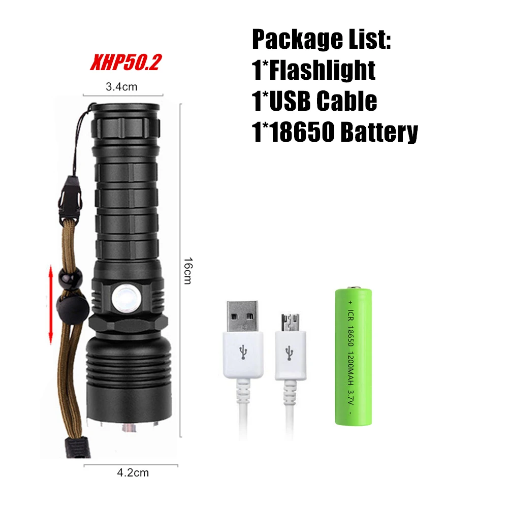 Package B Светодиодный тактический вспышки светильник XHP70.2 XHP50.2 XHP90 USB Перезаряжаемые Водонепроницаемый Охота светильник 18650 26650 масштабирования фонарь - Испускаемый цвет: Package B
