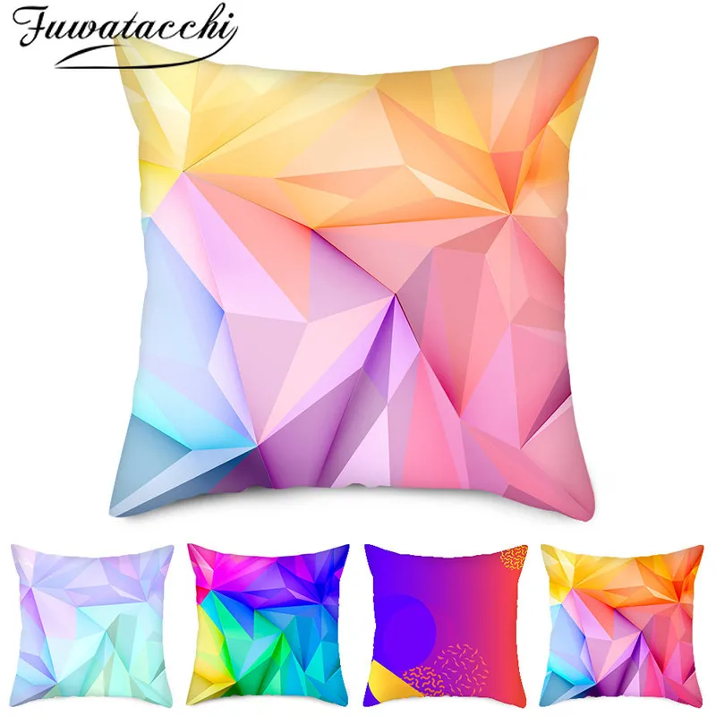 

Fuwatacchi Triangle Round Polygon Cushion Covers Geometric Pillow Cases Cotton for Bedroom Sofa Decorative Pillow Covers 45*45