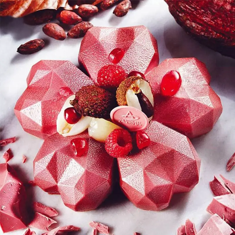 Сердце Алмазный цветок силиконовая форма помадка мусс торт Шоколадный