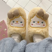 2021 winter lovely girl warm cotton home slippers soft bottom anti skid indoor household plush slipper female