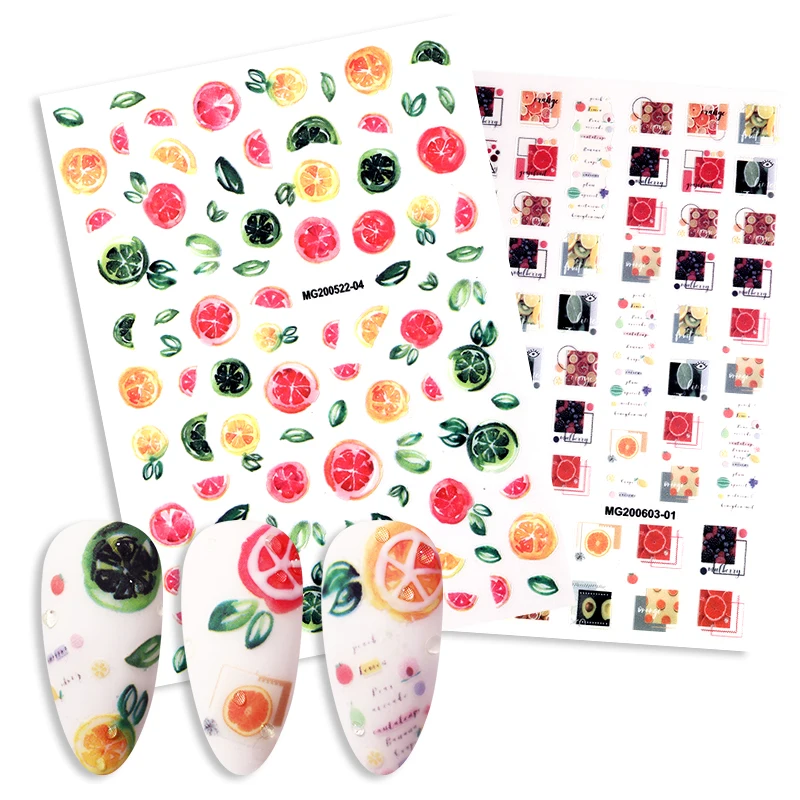 1 лист 3D наклейки для ногтей красный фруктовый SeriesTransfer прекрасные украшения