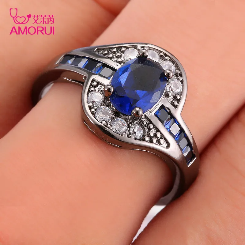 AMORUI Винтаж золотистый и черный Цвет тёмно синий зеленый CZ Обручальные кольца для