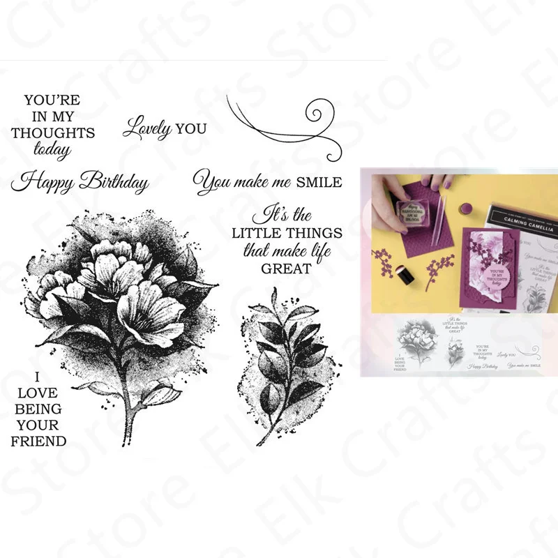 

CAMELLIA Pattern Metal Cutting Dies and Clear Stamps Sets For Diy Decoration Making Greeting Card Scrapbooking 2022 New Arrival