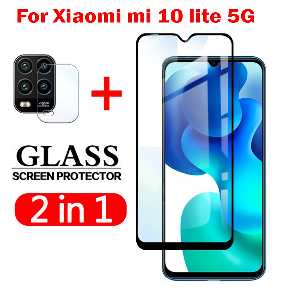 Защитная пленка из закаленного стекла для Xiaomi mi 10 lite 5G протектор экрана 2 в 1