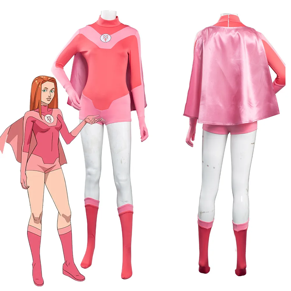 

Invincible Atom Eve Cosplay Costumes Outfits With Cloak Halloween Carnival Suit
