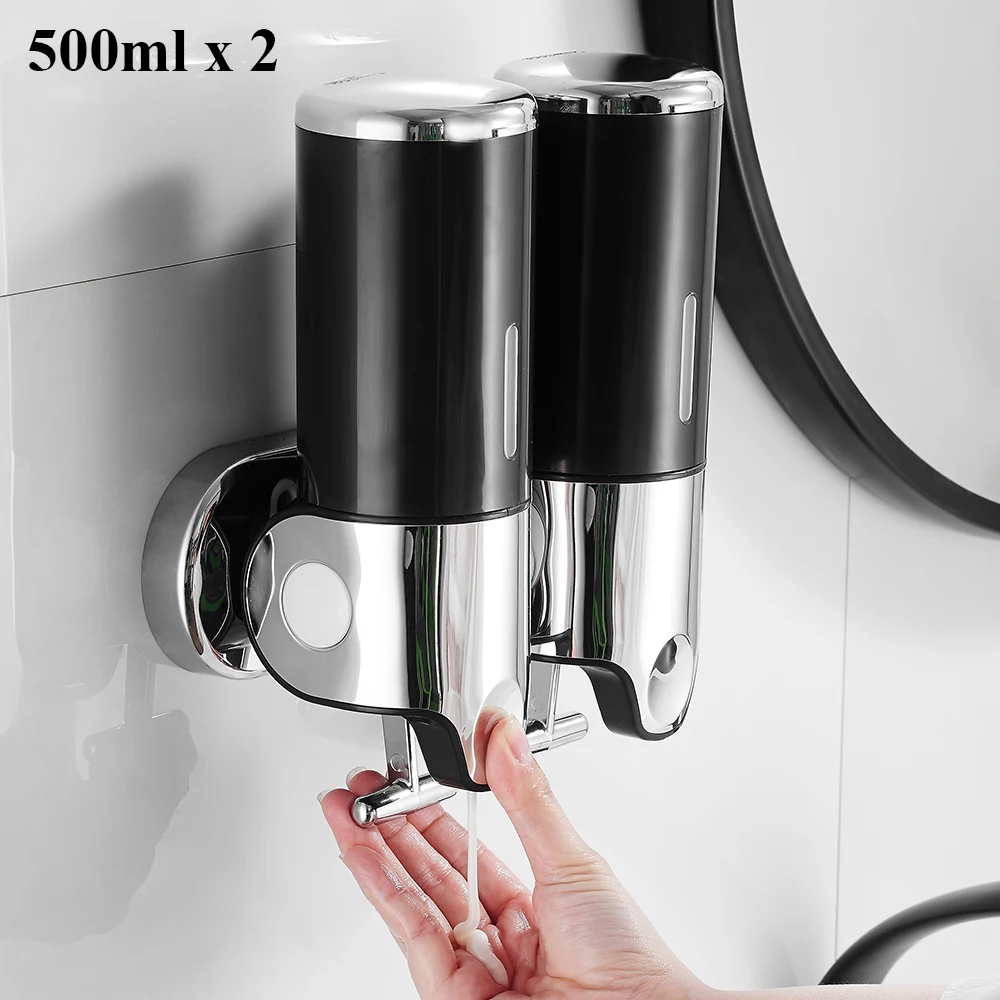

2PCS Bathroom Liquid Soap Dispenser Wall Mounted For Kitchen 500ml Shower Gel Detergent Shampoo Bottle Hotel Home Accessories