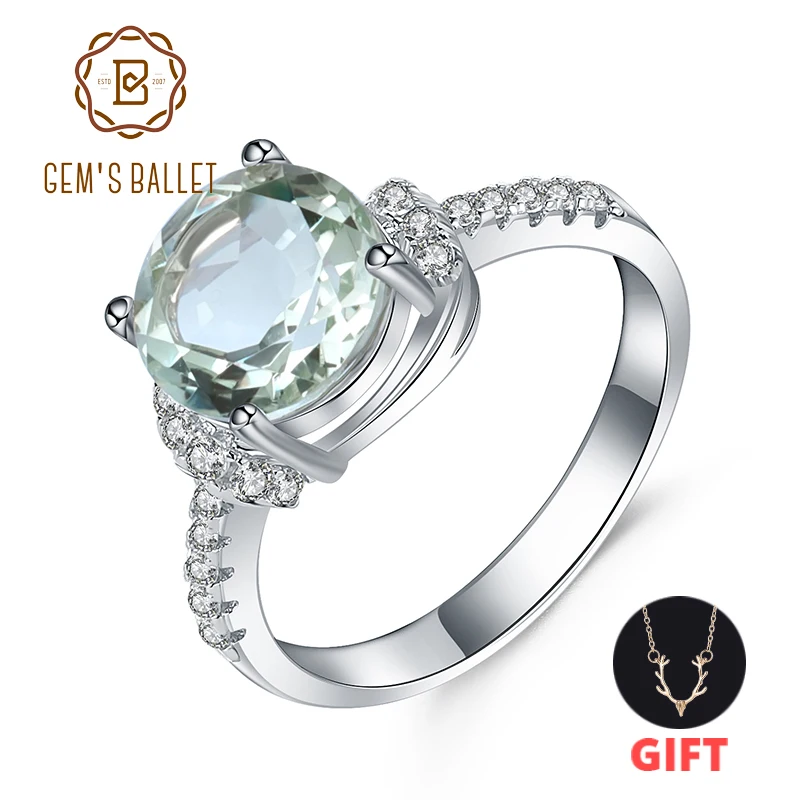 Gem's Ballet 2.73Ct натуральный зеленый аметист драгоценный камень кольцо свадебный бренд 925 пробы серебряные кольца для женщин подарок на день Святого Валентина