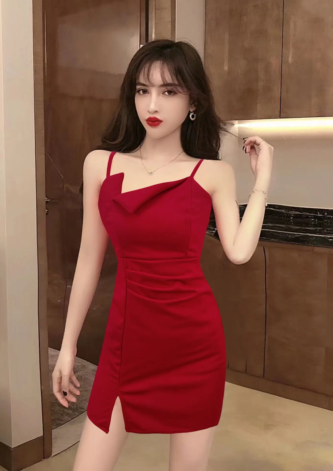 

Сексуальная Женская Осенняя одежда на бретелях для ночного клуба, новинка, облегающее приталенное платье-футляр, темпераментное платье для...