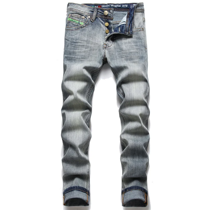 

Winter 2021 Cotton Blue Mid-Waist Casual Jeans High Quality Solid Color Elastic Breathable Fashion Trousers Versatile Slim Pants