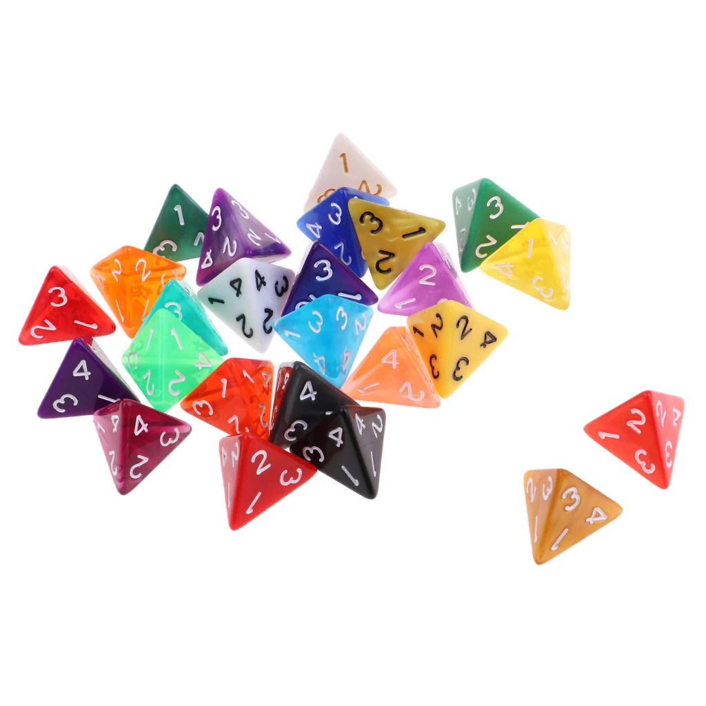 

25 Pcs Polyhedral D4 Dice For TRPG Game Random Color