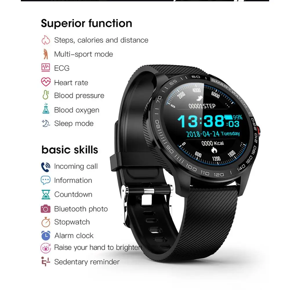 IP68 полный сенсорный экран Смарт-часы Водонепроницаемый Bluetooth браслет для мужчин