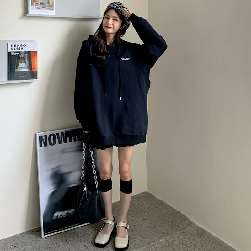 Комплекты женские с капюшоном повседневные Простые весенние мешковатые уличные