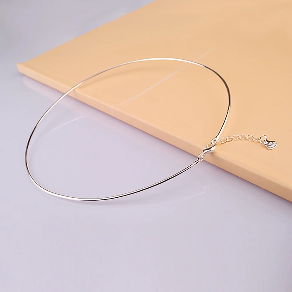 Женское простое ожерелье из серебра 925 пробы с круглым воротником|Ожерелья| |