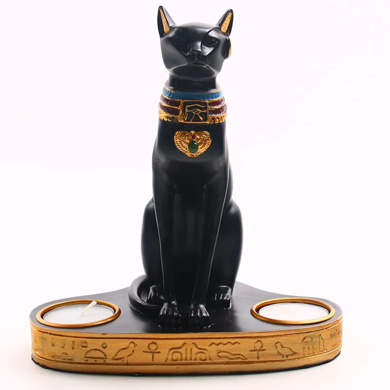 Американский Ретро египетский кот Подсвечник Статуя изделия из смолы литые