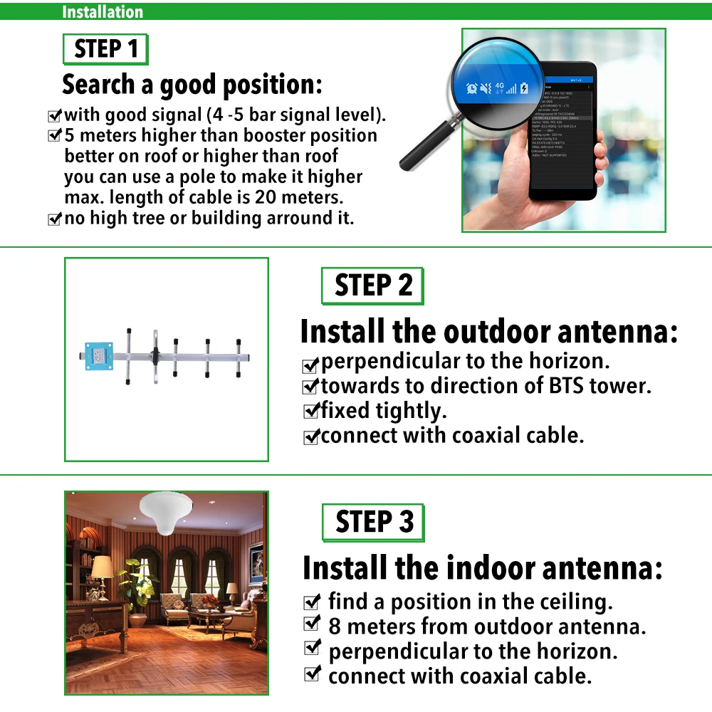 С антенной AT980 мобильный телефон усилитель сигнала сотового телефона Полный