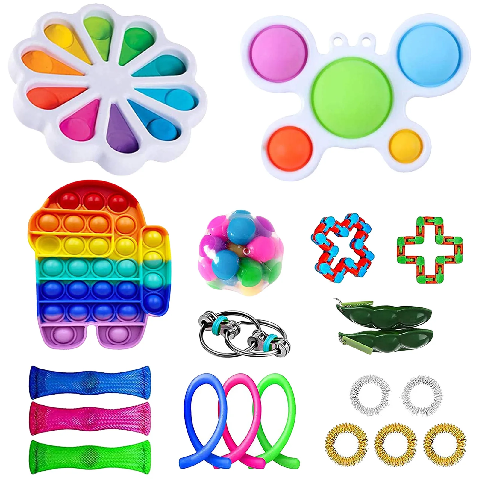 

Push Bubble Fidget Sensory Toy Autism Special Needs Stress Reliever Toy Pops It Antistress Decompression Relief Fidget Toys Set