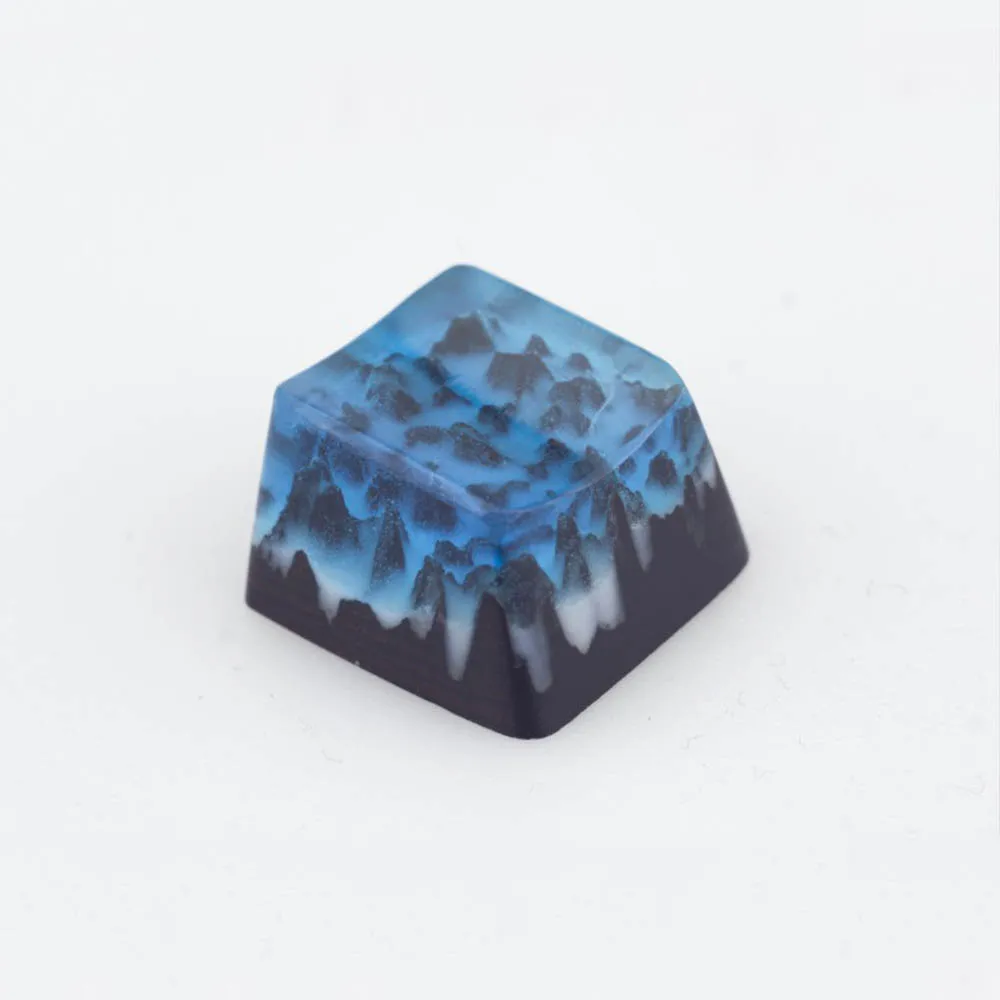 Индивидуальные 3D Handmand деревянные смолы подсветка Keycap для вишневого переключателя механическая клавиатура DIY синий черный снег горный Дизайн OEM - Цвет: Синий