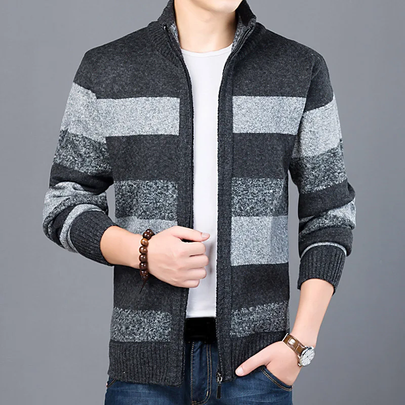 Свитер мужской осенне-зимний на молнии с длинным рукавом | Мужская одежда