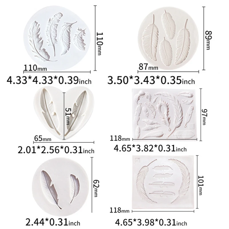 

Feather Sugar Buttons Silicone Mold Fondant Mold Cake Decorating Tools Chocolate Gumpaste Mold DIY Fondant Cake Decorating Tools