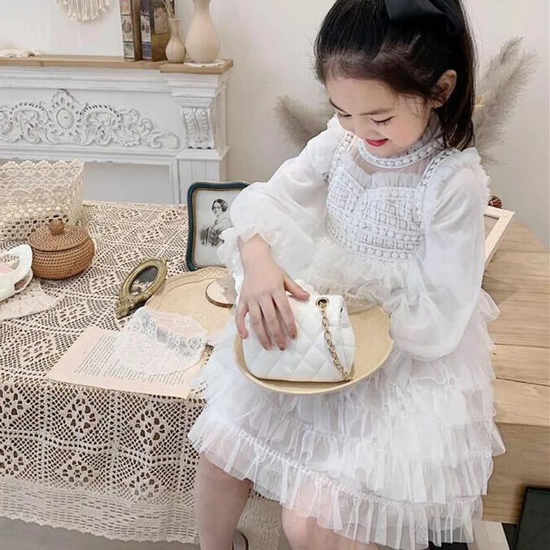 

Платье с длинным рукавом до колен, пуловер А-силуэта, однотонное, из хлопка, новинка, модная простая Милая весенне-осенняя одежда для девочек