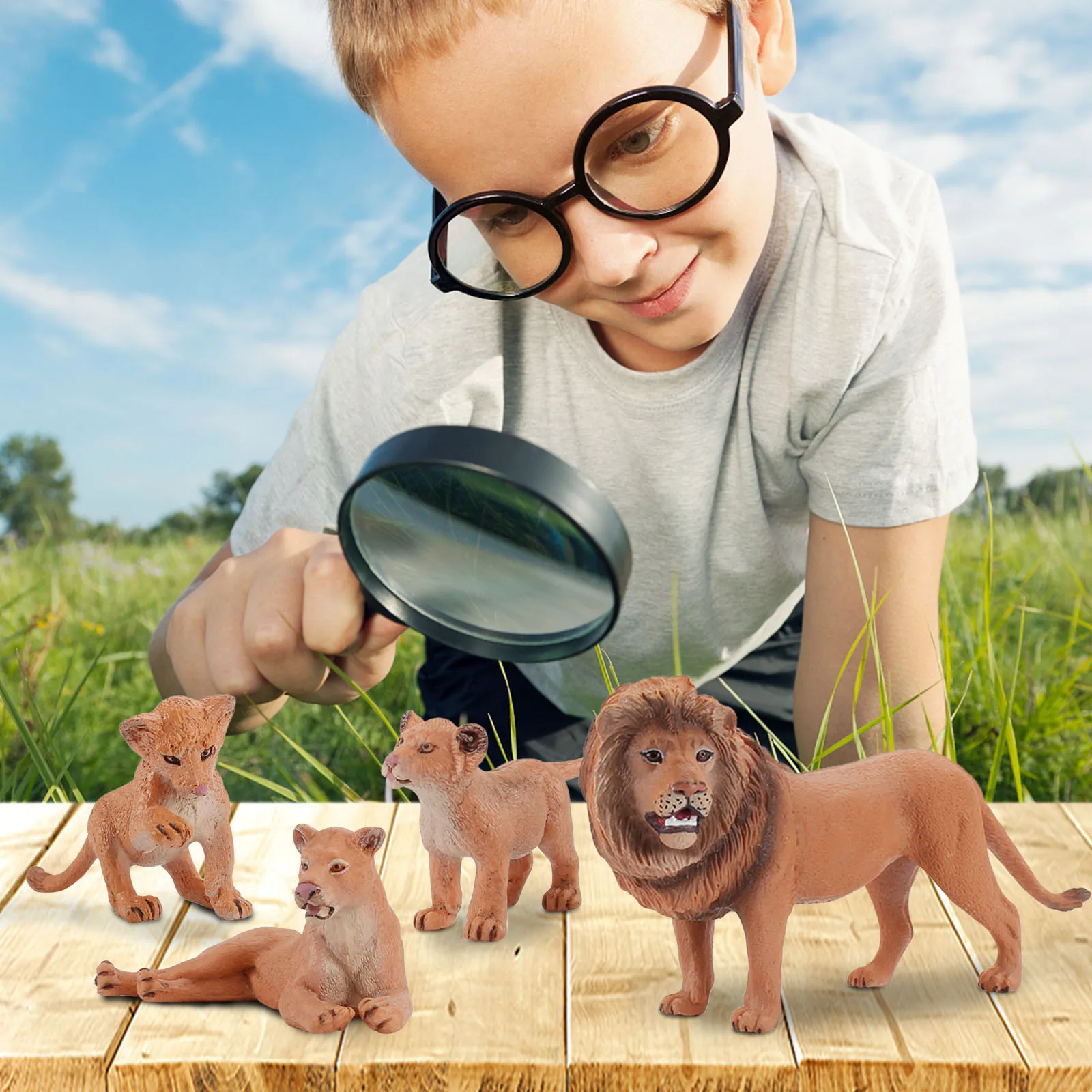 

4pc Fashion Simulated Lion Model Lioness Crafts Home Studio Desktop Arrangement Collection Figurines Miniatures Decoration Craft