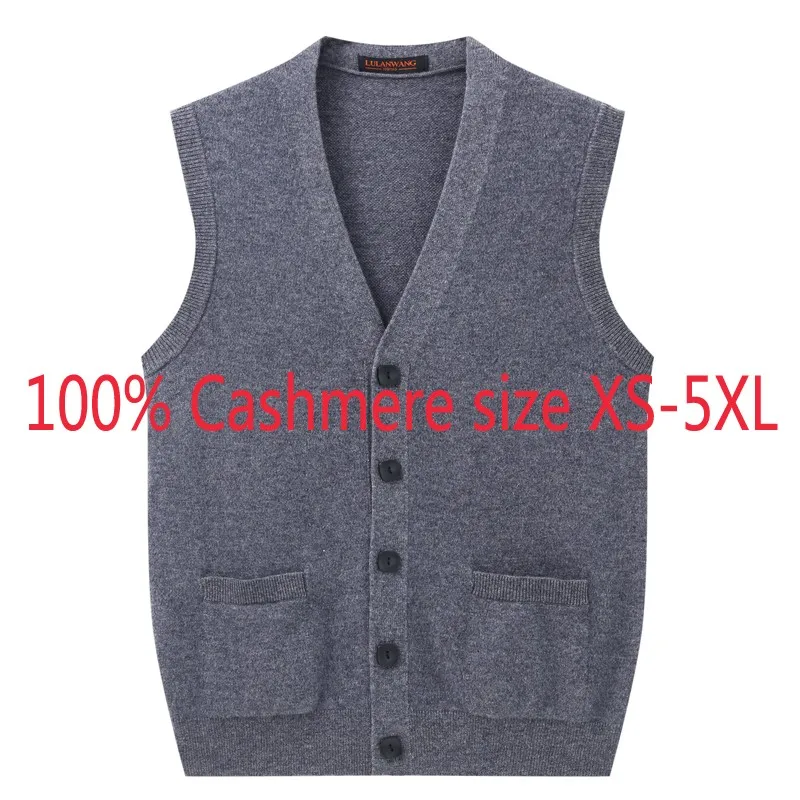 Suéter de Caxemira Camiseta de Malha sem Mangas com Decote em v para Computador Masculino Casual Tamanhos Grandes