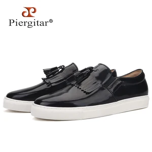 Кроссовки мужские Piergitar из натуральной кожи, с белой резиновой подошвой, с кисточками, повседневные, 2020