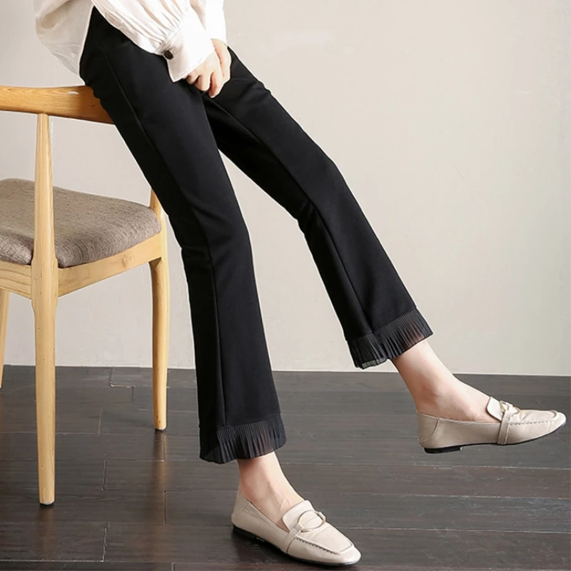 Pantalones de maternidad negros para mujeres embarazadas, moda coreana, cintura el&aacute;stica, vientre, OL, Primavera, 3369, 2021, #9/10-0