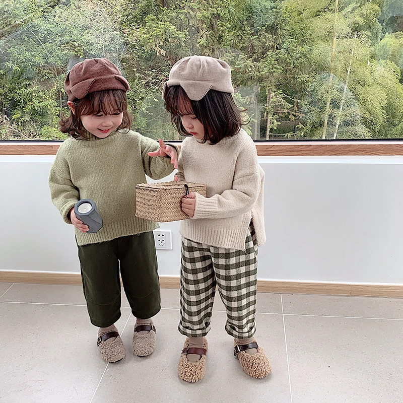 Пушистая обувь на плоской подошве для девочек детская хлопковая теплая осень и