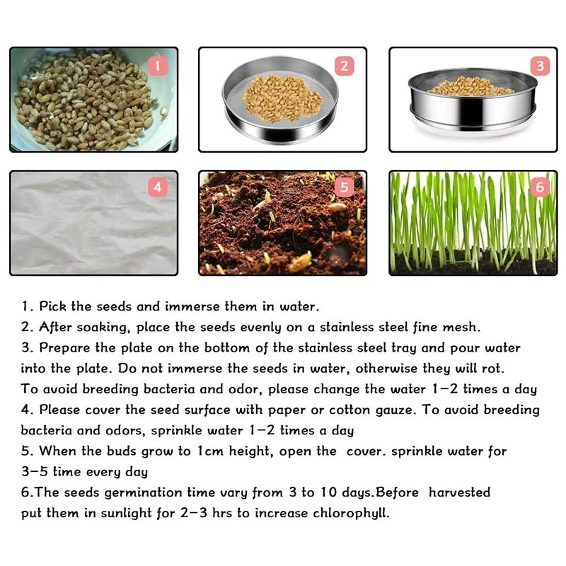 

Round Seed Sprouter Tray,Stainless Steel Mesh Germination Trays for Garden Home Office (M)