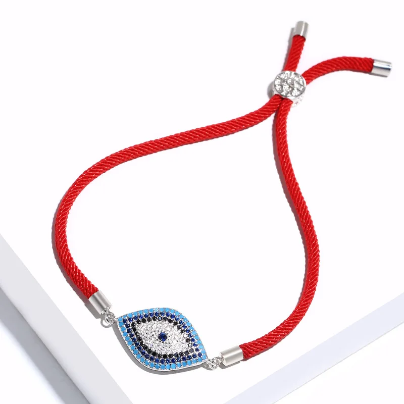 Lucky Red String стрейч Сглаза Браслет Проложили CZ камень турецкий Хорус отрегулировать