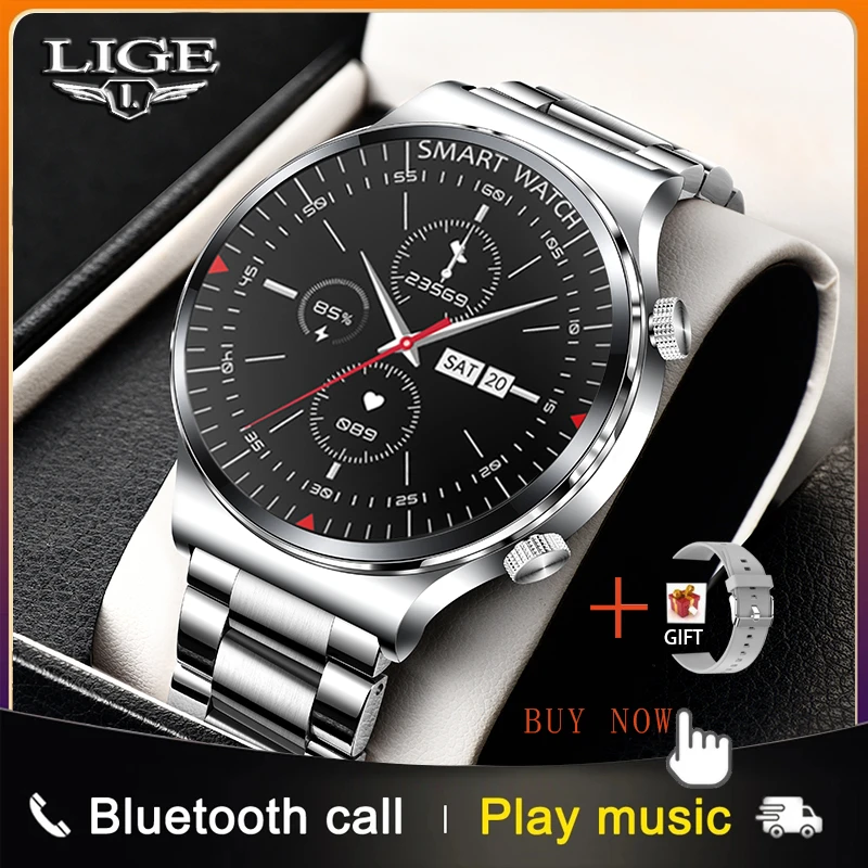 

Смарт-часы LIGE мужские водонепроницаемые с Bluetooth и сенсорным экраном