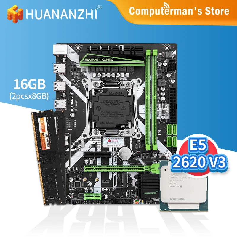 Bestellen HUANANZHI X99 8M F X99 Motherboard Combo Kit Set LGA 2011-3 CPU Intel XEON E5 2620 V3 Speicher 2*8G DDR4 NICHT ECC 2400 M.2 NVME USB