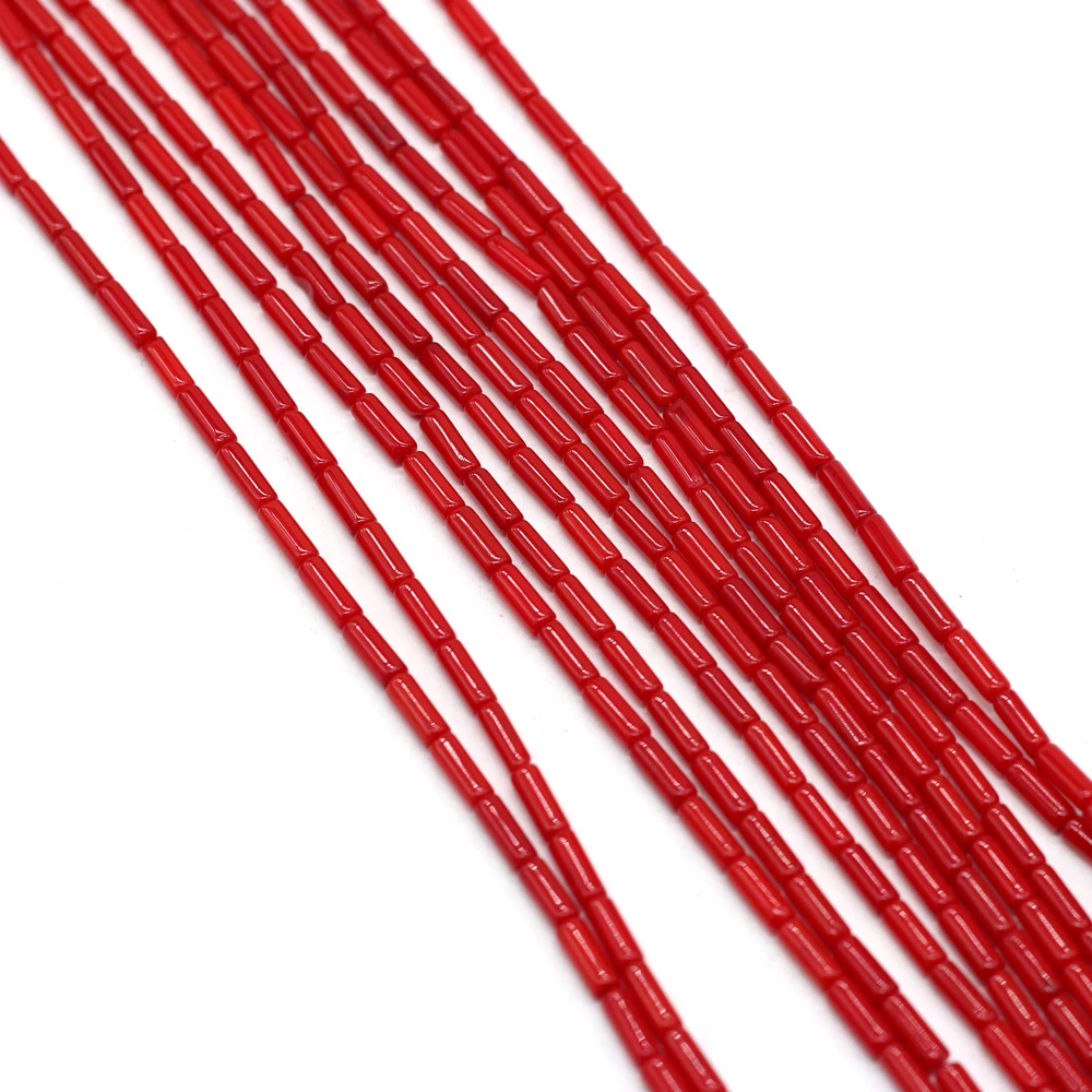

Small Beads Stylish Red Cylindrical Coral Beaded for Jewelry Making Charms DIY Necklaces Bracelets Accessories Women Gift 3x6mm