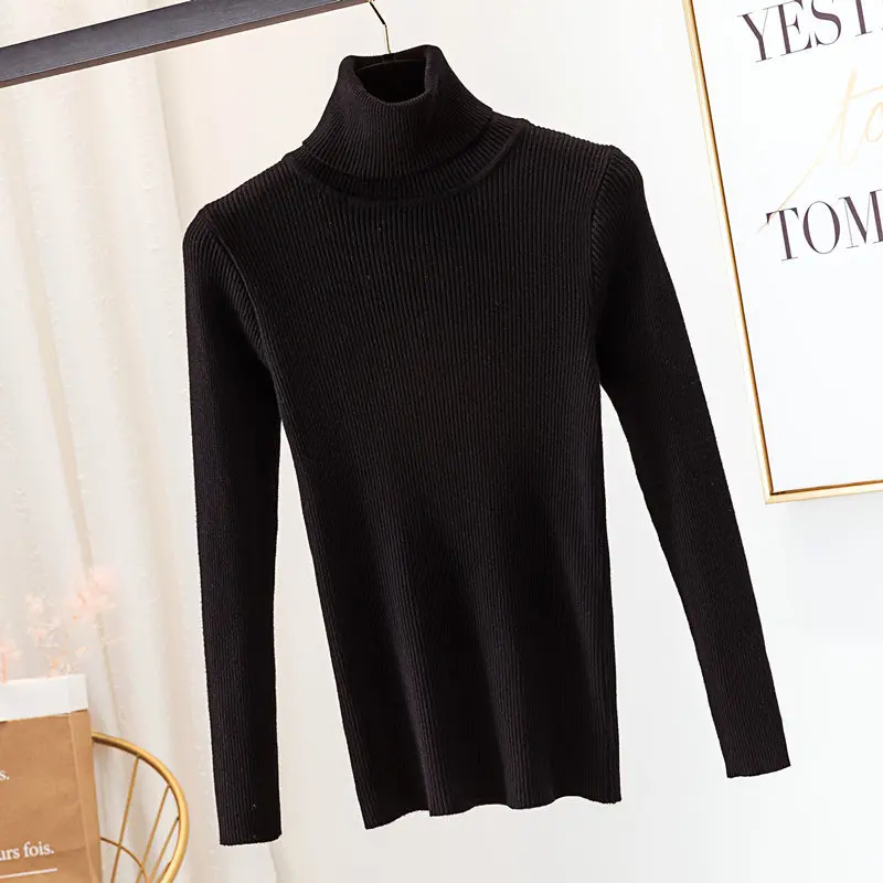 Gaganight Fashion Autumn Winter Knit Sweater Women Stretch Solid Slim Soft Pullover Turtleneck Basic Bottom Jumper Pull Femme | Женская