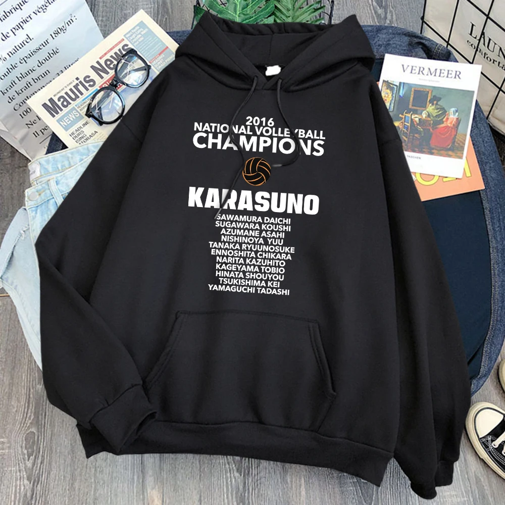 Худи Haikyuu Karasuno мужское с принтом Повседневная Свободная уличная одежда карманами