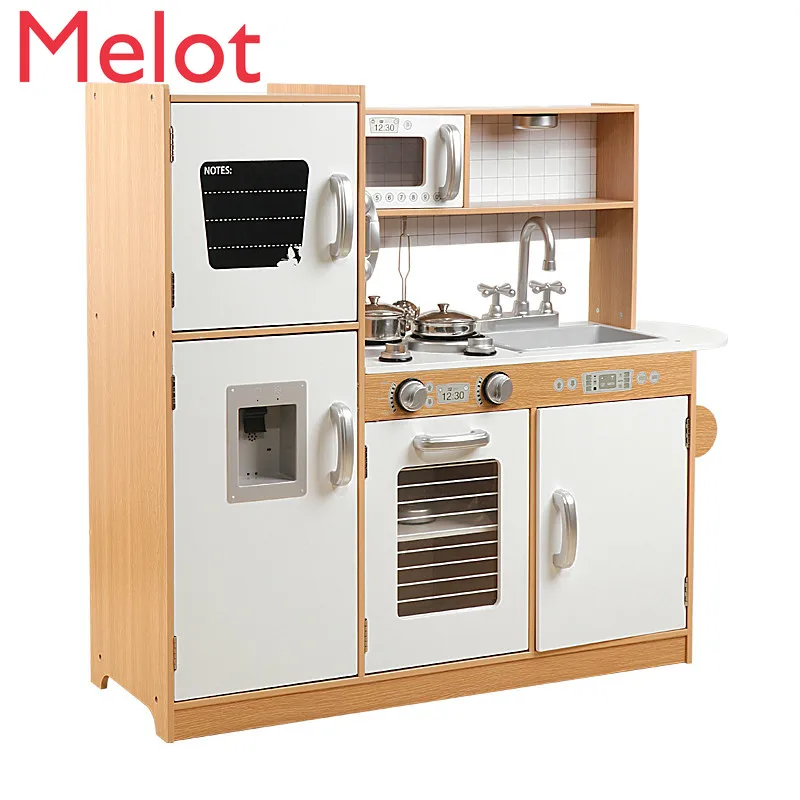 

2021 New Year Christmas Birthday Gift Wooden Play House Kitchen Toy Model Simulation Kitchenware Set Cooking Rice 3-6 Years