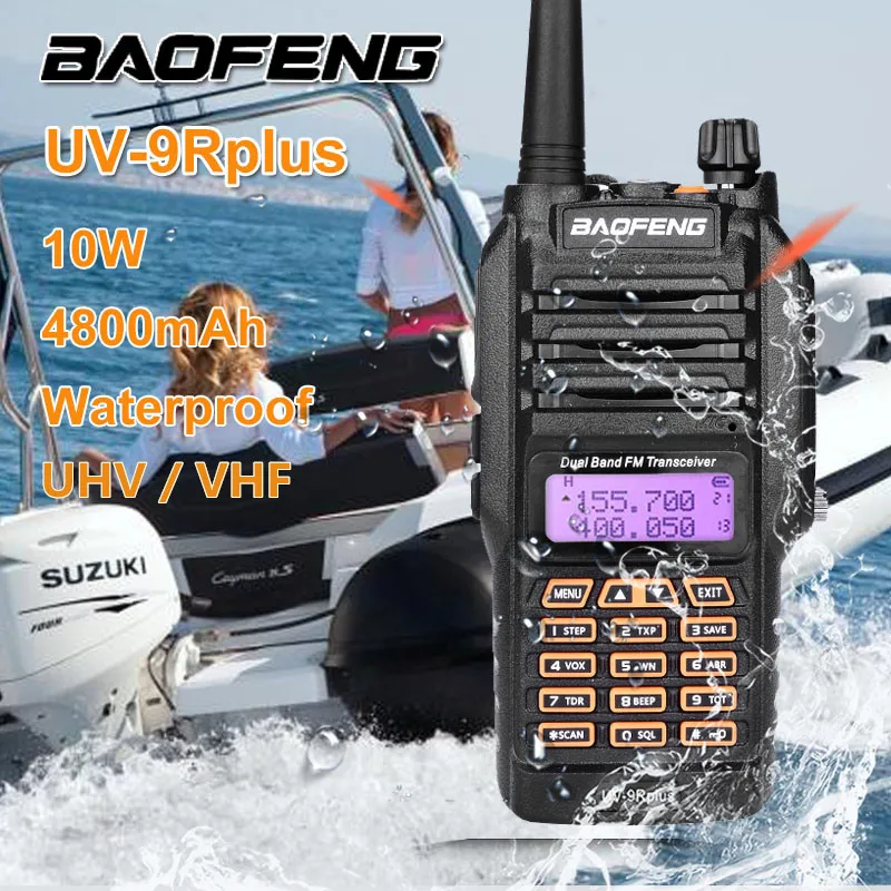 Baofeng UV-9R PLUS 10 Вт Высокая мощность портативная рация Водонепроницаемый UV 9R любительский радиоприемопередатчик Хэм CB PMR 446 морская радиостанция