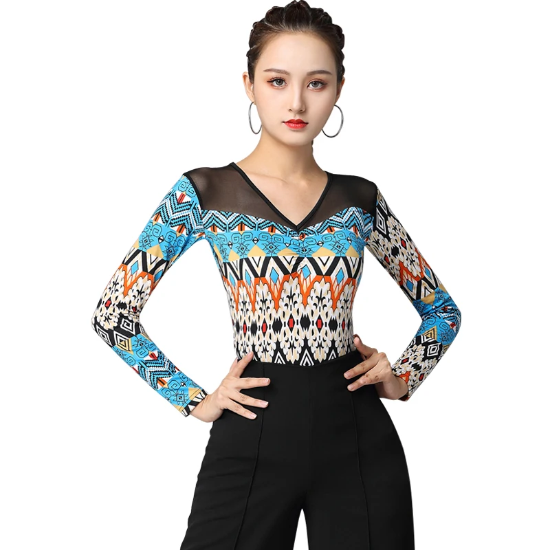 

2020 Latin Dance Practice Clothes Women'S Tops For Autumn/Winter Long Sleeve Sexy Ballroom Standard Dance Practice Clothing
