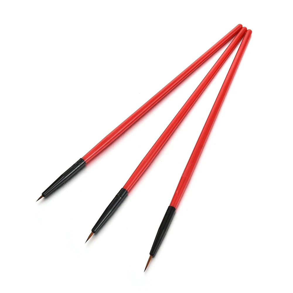 

New Red 3pcs/set Nail Art Professional Liquid Hook Line Nail Supplies Design Manicure Tools Drawing Brushes UV Gel Painted