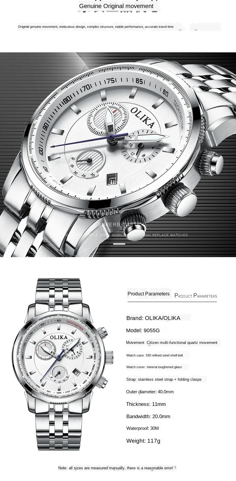 2020 Olika Men's Watch Sport Mens Watches Top Brand Luxury Full Steel Quartz Clock Waterproof Watch for Gifts Relogio Masculino enlarge