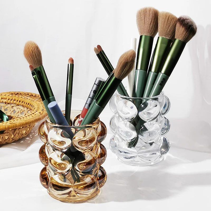 

Crystal Glass Makeup Brush Holder Decorative Bathroom Makeup Accessories Organizer Office Desk Pen Pencil Cups