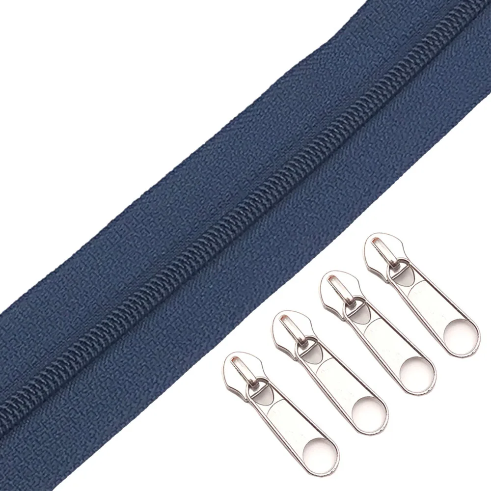 330 Dark Blue 3 м 3# нейлоновые катушки молнии навалом с 5 шт. молнии слайдер-для костюма, одежды, других рукоделия - Цвет: 330 Dark Blue