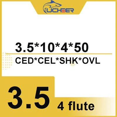 3.5d4D10l50L UCHEER Цена со скидкой; CNC инструменты HRC50 4 флейты 4/6 мм сплав с ЧПУ твердосплавные фрезерные пластины Вольфрам Сталь цилиндрическая фреза с твёрдосплавной пластиной - Длина режущей кромки: 3.5d4D10l50L