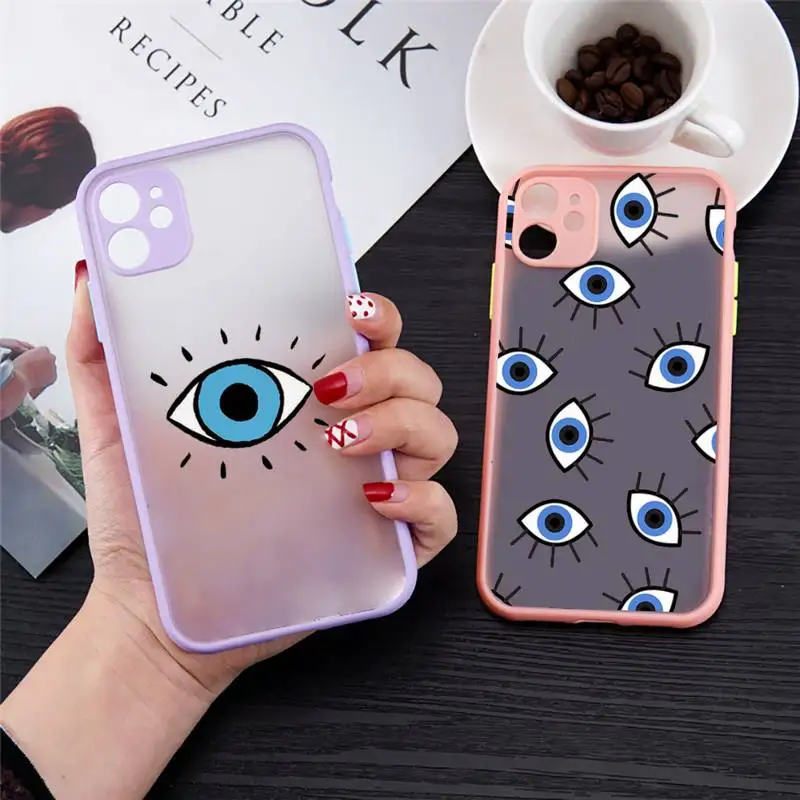 

Blue Evil Eye aesthetics pattern Phone Case matte transparent For iphone 7 8 11 12 13 plus mini x xs xr pro max cover