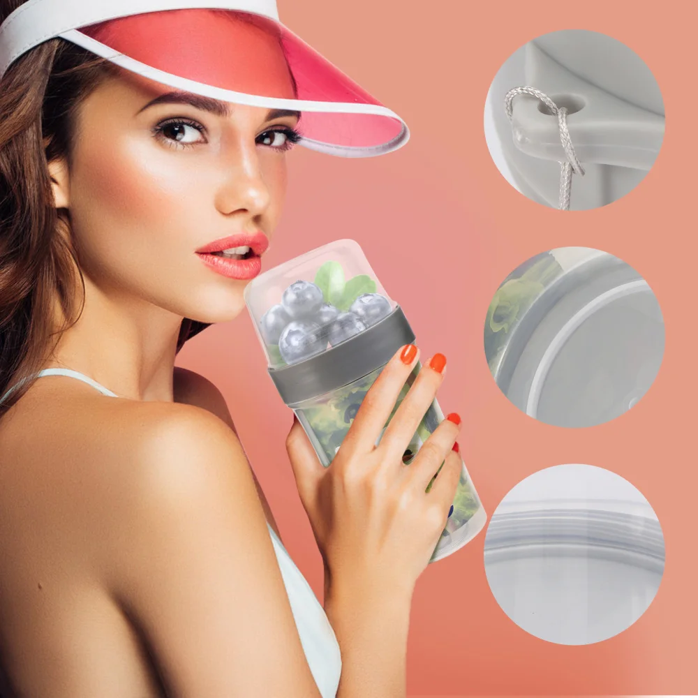 

2pcs Fresh-keeping Box Portable Double-layer Food Can (Transparent)