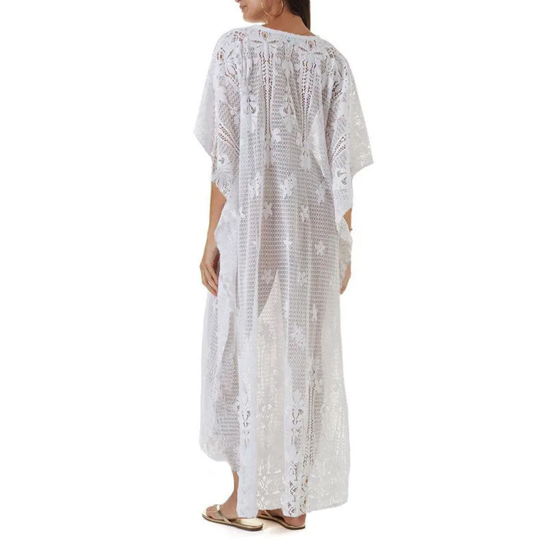 

Lace Beach Cover up Pareo Beachwear Swim suit Cover up Playa Pareo Tunics for Beach Swimwear Women Lace Beach Dress